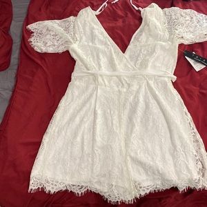 Brand new white lace romper!
